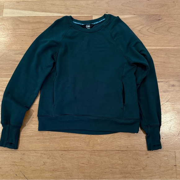 Athleta Green Hoodie Sweatshirt with Ribbed Cuffs - Picture 1 of 2